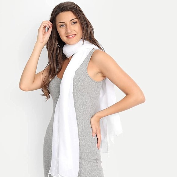 Tory Burch White Cotton Scarf - Picture 4 of 8